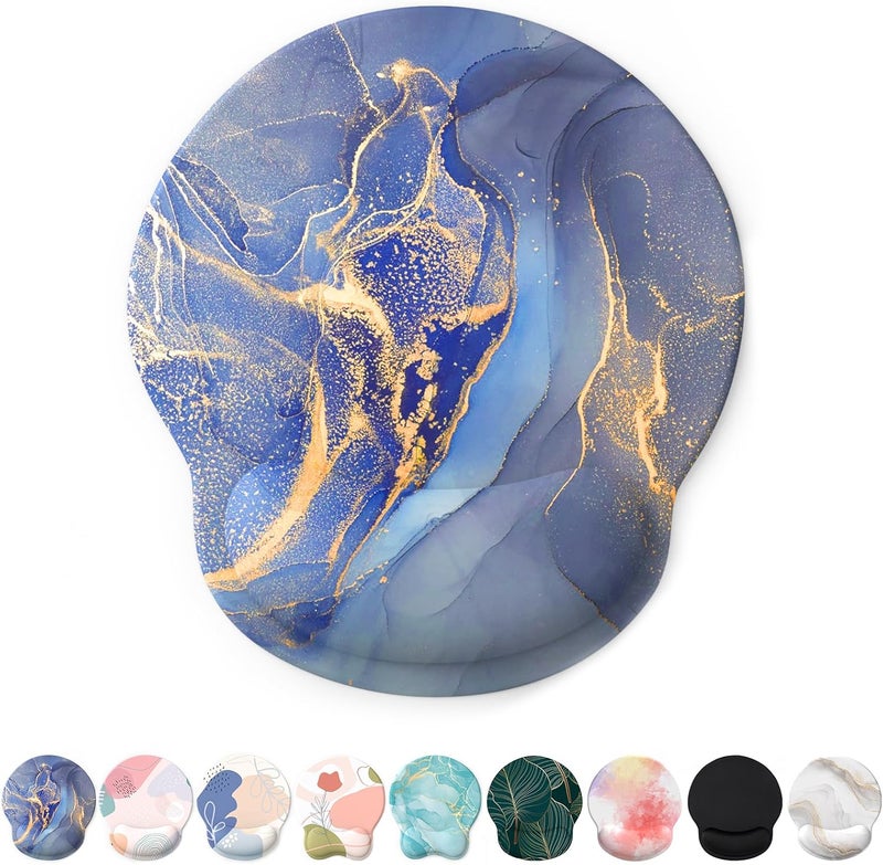 eulps Mouse Pad with Wrist Rest, Comfortable Computer Mousepad with Gel Wrist Support Smooth Surface and Non-Slip PU Base for Pain Relief, Laptop, Office & Home (Golden Quicksand Marble) - Image 1